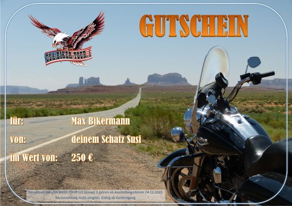 Gutschein von USA BIKER TOUR