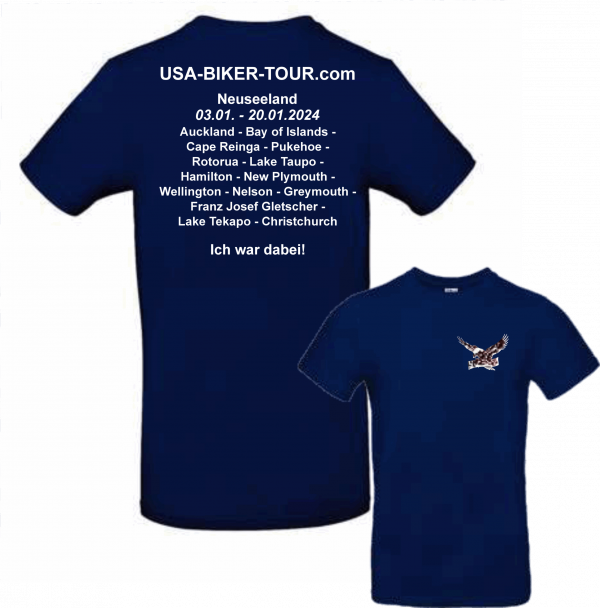 Tour-Shirt Neuseeland blau/weiß