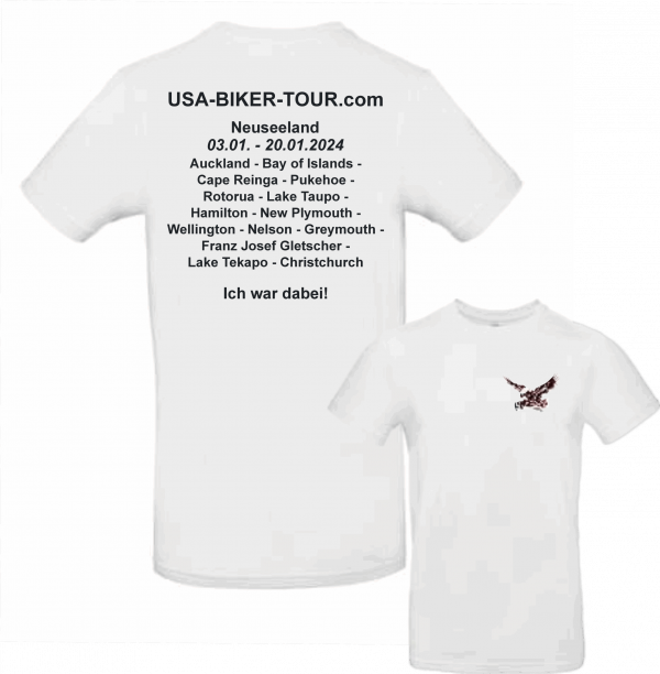 Tour-Shirt Neuseeland weiß/schwarz