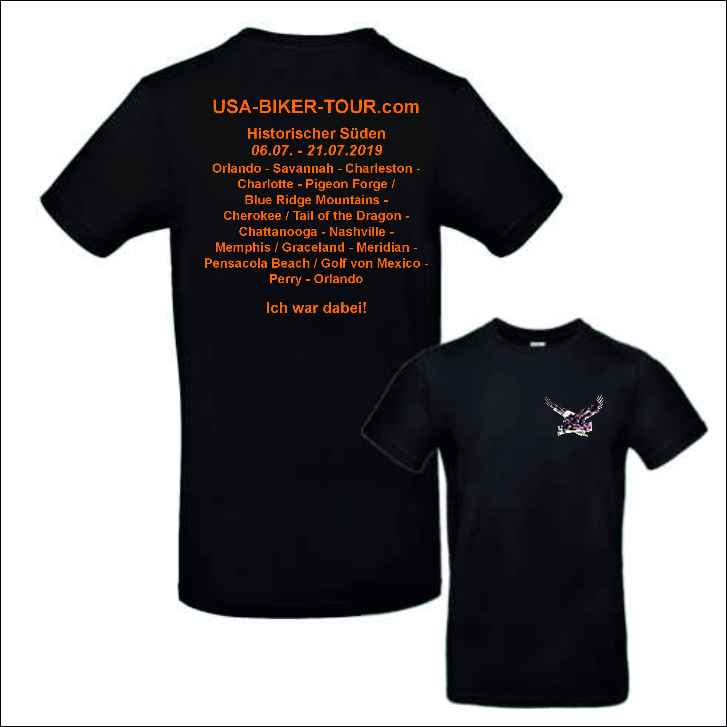 Tour-Shirt Historischer Süden schwarz/orange