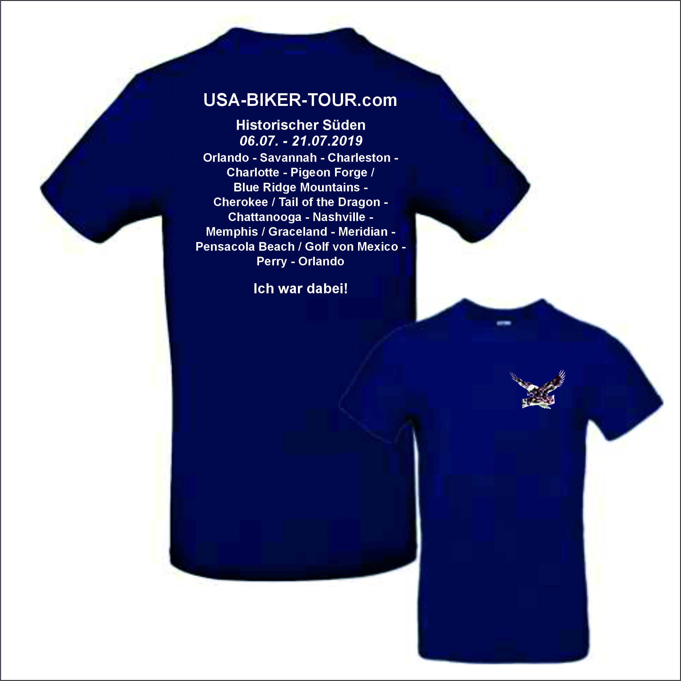 Tour-Shirt Historischer Süden blau/weiß
