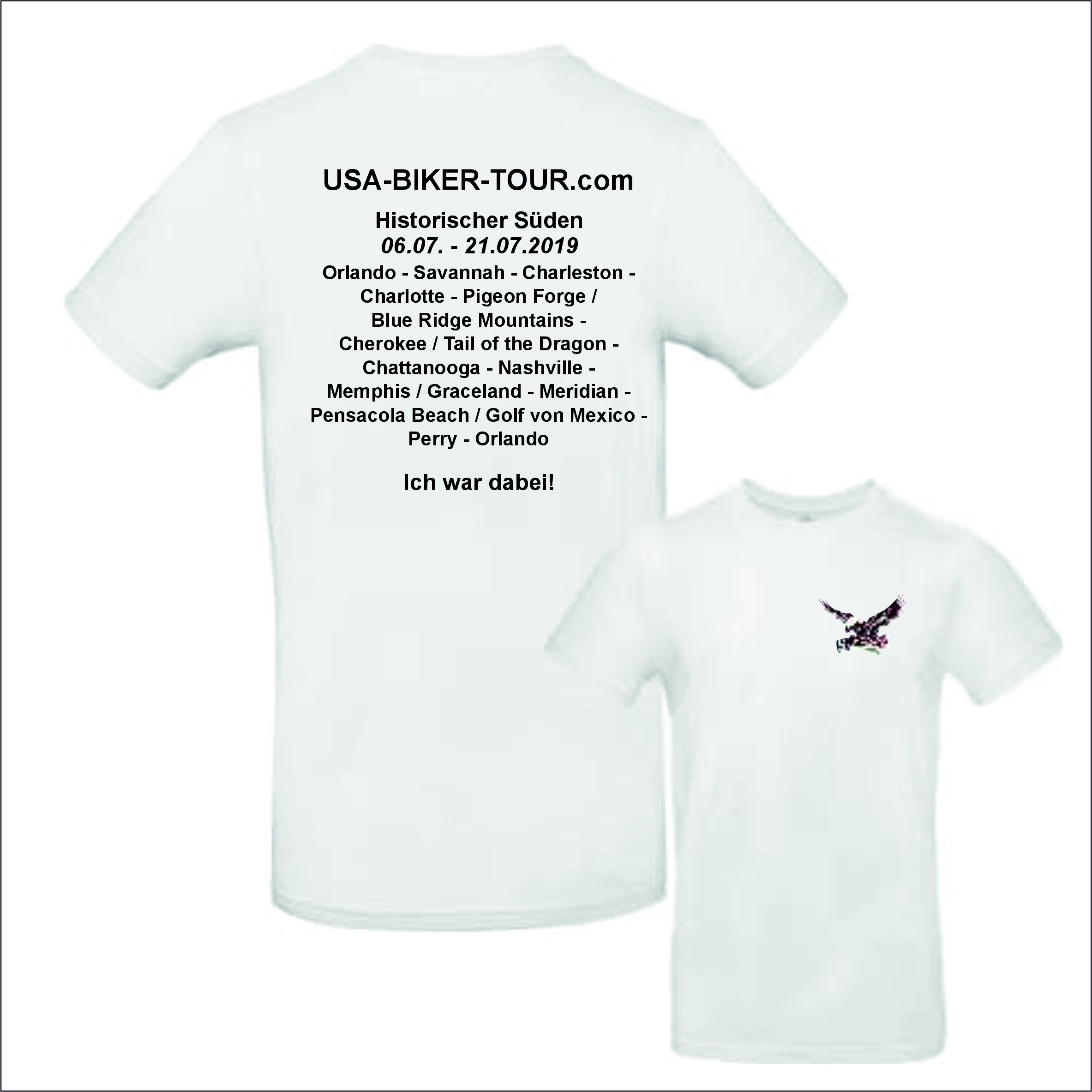 Tour-Shirt Historischer Süden weiß/schwarz