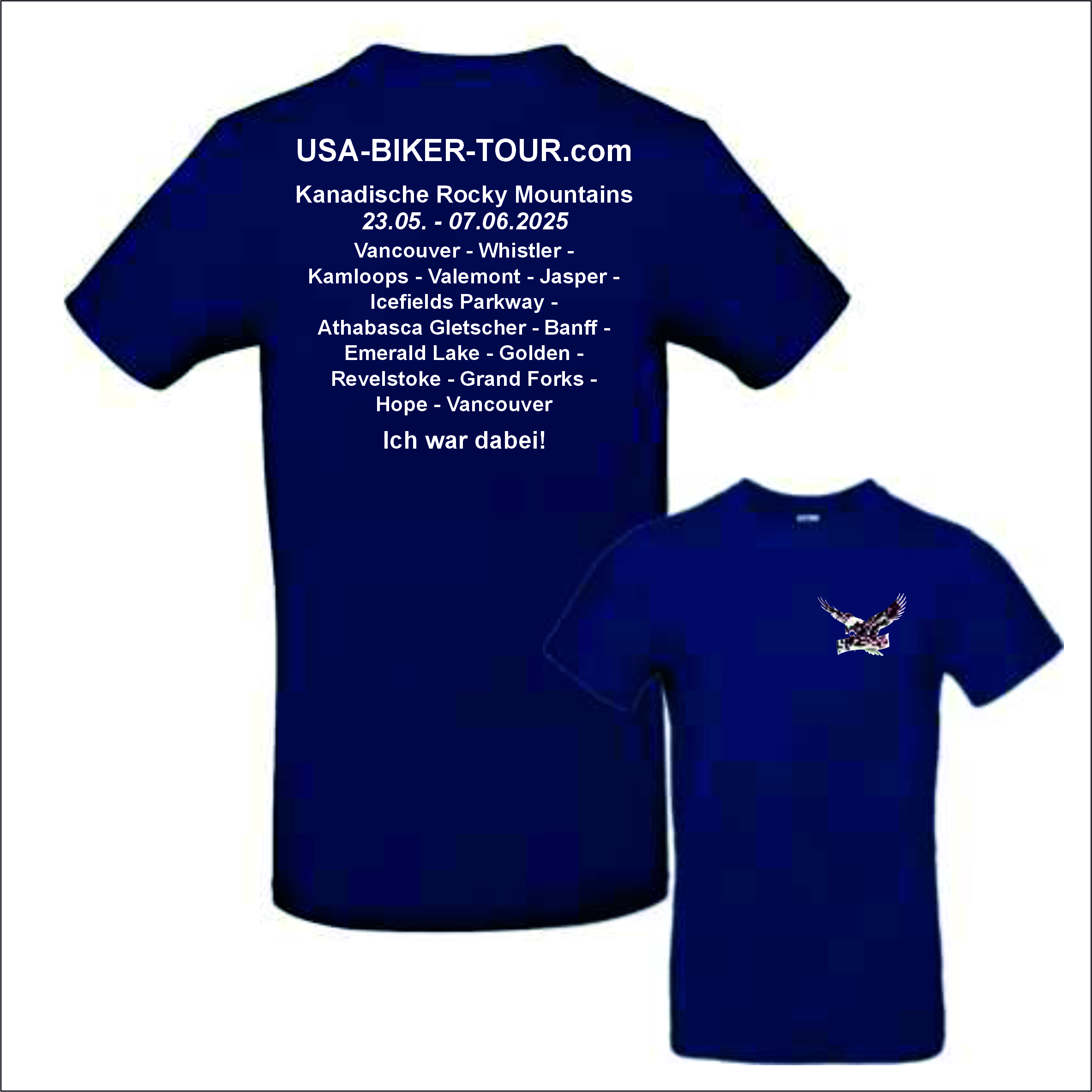 Tour-Shirt Kanadische Rocky Mountains blau/weiß