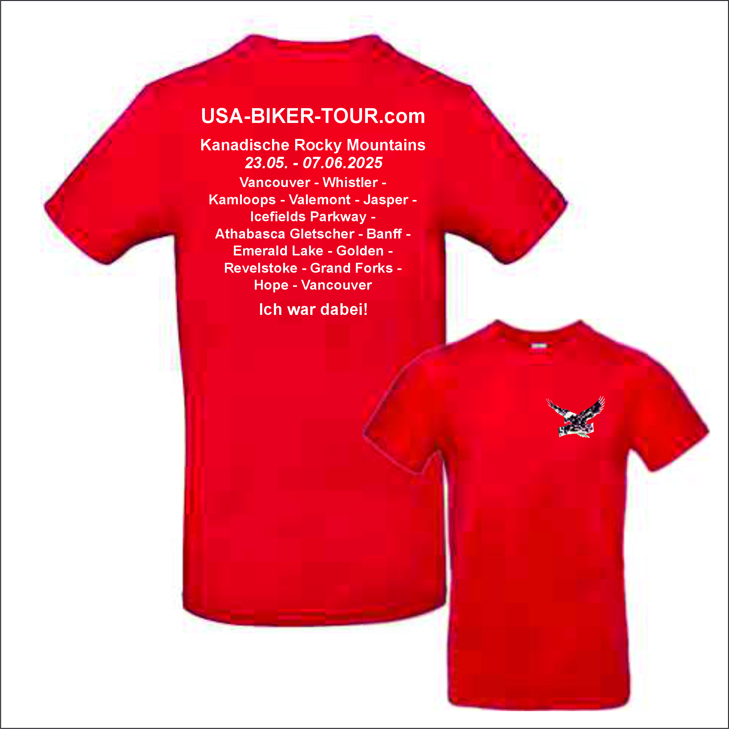 Tour-Shirt Kanadische Rocky Mountains rot/weiß