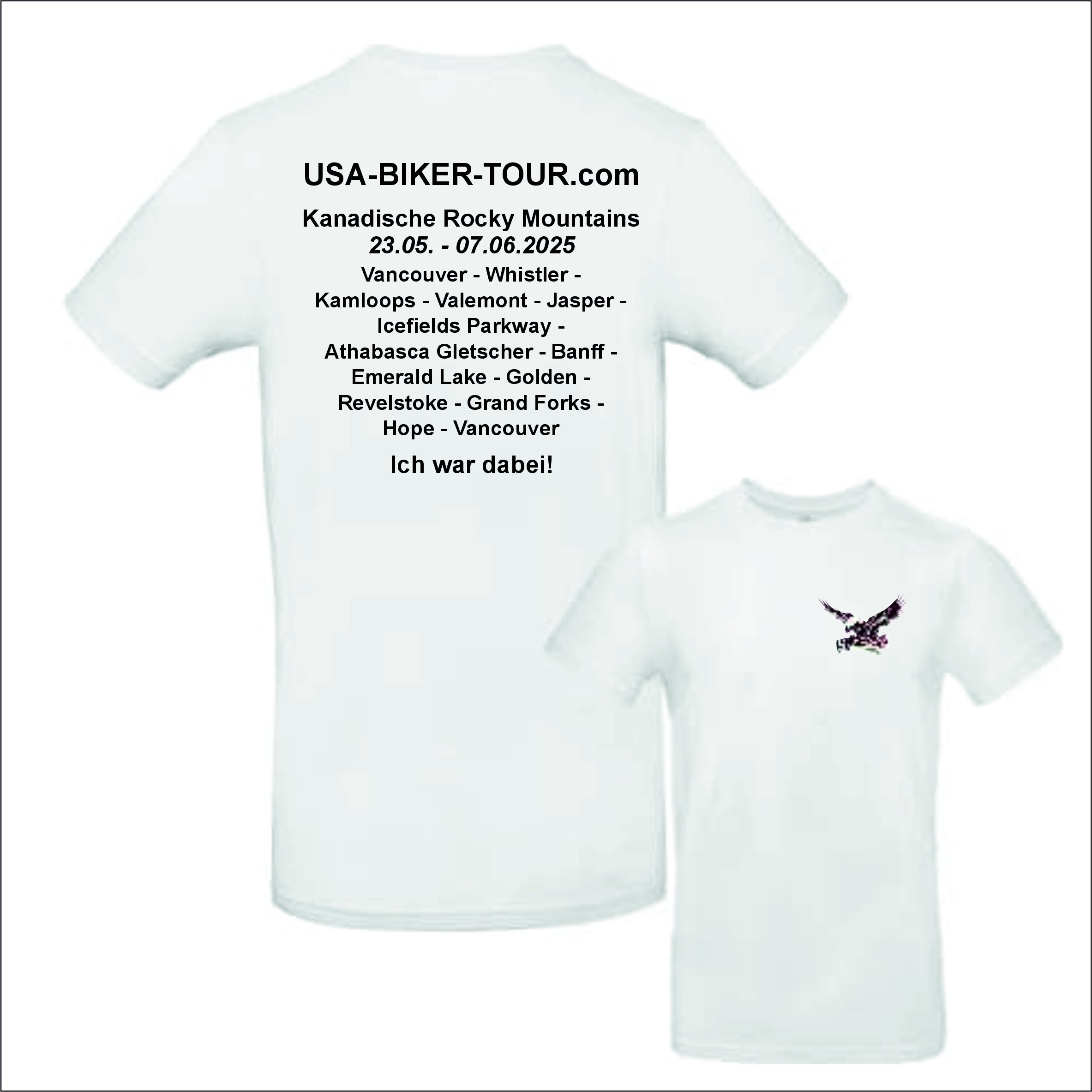 Tour-Shirt Kanadische Rocky Mountains weiß/schwarz
