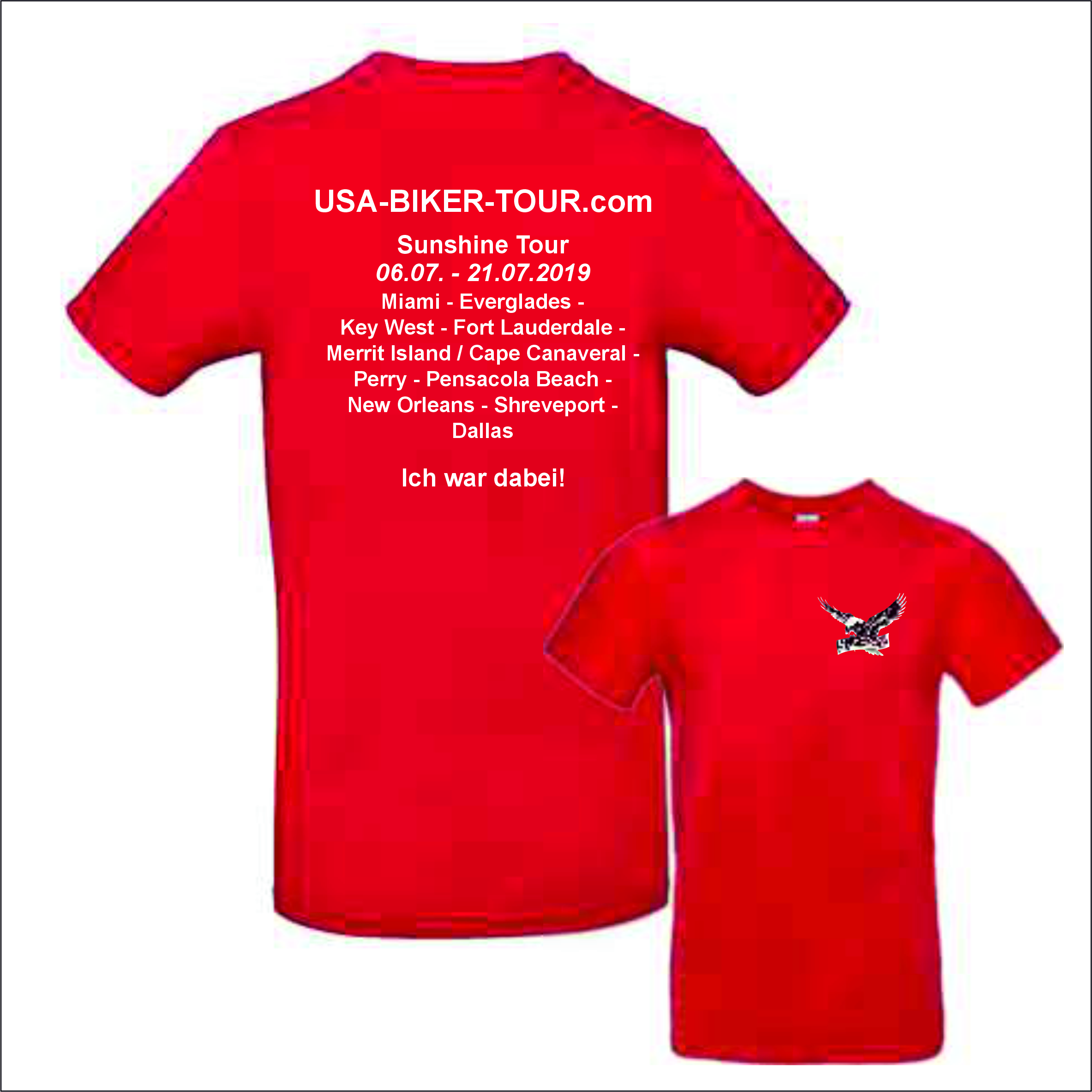 Tour-Shirt 6 Staaten Sunshine rot/weiß
